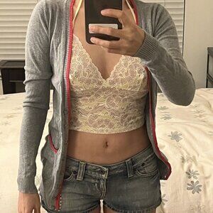 Silver with pink Cardigan Sweater size XS